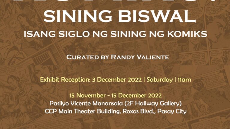 CCP Visual Arts and Museums Division presents its final venue grant exhibition for the year, “Komiks: Sining Biswal”